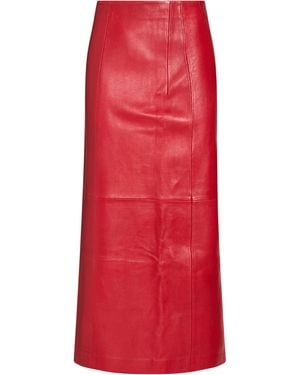 Alysi Crème Maxi Skirt Leather - Red
