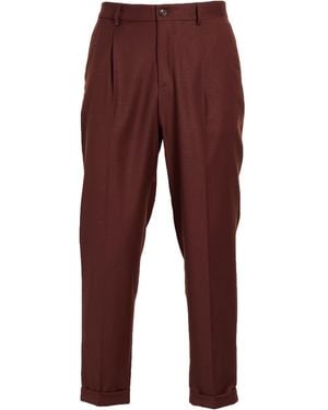 Manuel Ritz Burgundy Pants Virgin Wool, Elastane - Red
