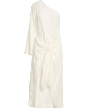 Liviana Conti Midi Dress Linen - White