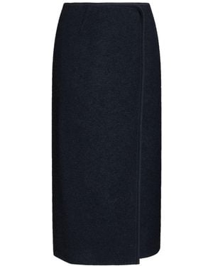 Rier Charcoal Midi Skirt Virgin Wool - Blue