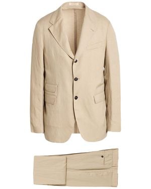 Massimo Alba Taupe Suit Virgin Wool, Linen - Natural