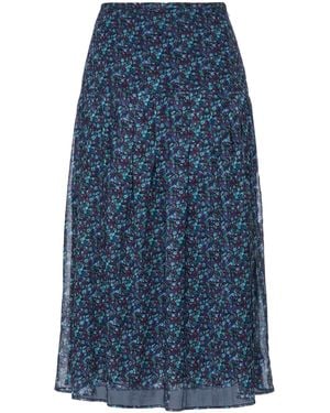Really Wild Clothing Midi Skirt Silk - Blue