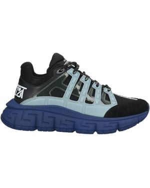 Versace Trigreca Sneakers Calfskin, Textile Fibers - Blue