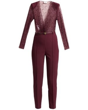 Elisabetta Franchi Burgundy Jumpsuit Polyamide, Elastane, Polyester - Red