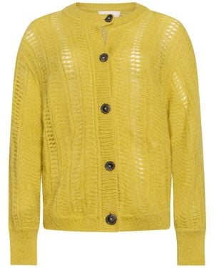 Closed Cardigan Mohair Wool, Alpaca Wool, Nylon - Yellow