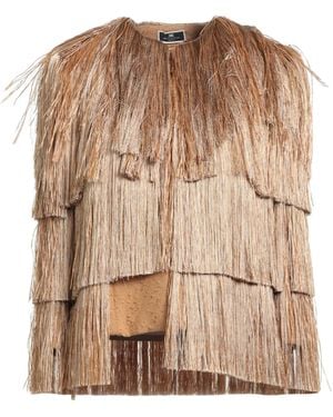 Elisabetta Franchi Camel Jacket Cotton, Viscose, Polyamide - Natural