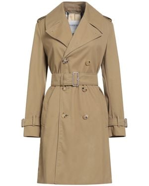 Burberry Khaki Overcoat & Trench Coat Polyester, Cotton - Natural