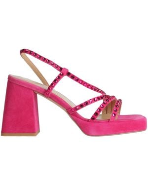 Alma En Pena. Fuchsia Sandals Leather - Pink