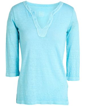 120% Lino T-Shirt Linen - Blue