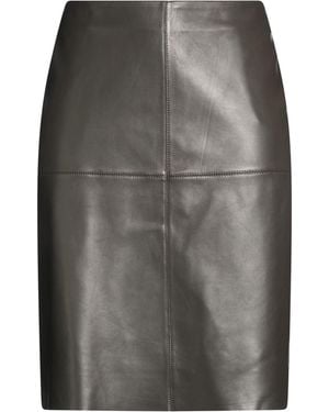 Soeur Charcoal Midi Skirt Lambskin - Gray