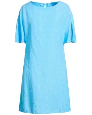 120% Lino Mini Dress Linen - Blue