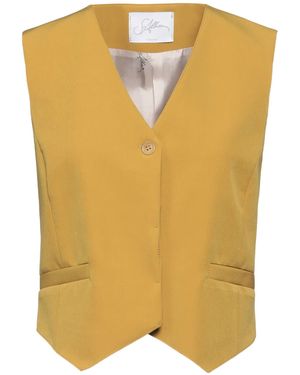 Soallure Mustard Tailored Vest Polyester, Elastane - Yellow
