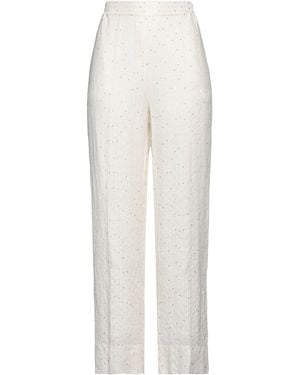 Purotatto Cream Pants Linen, Polyester - White