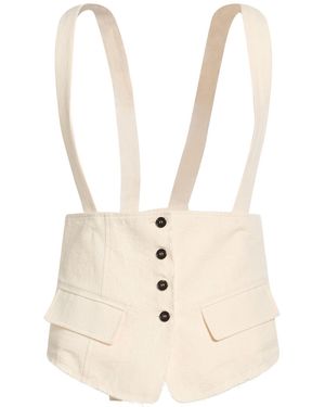 Isabel Benenato Tailored Vest Cotton, Linen - White