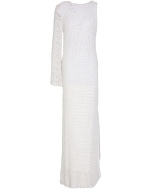 Peserico Maxi Dress Viscose, Polyester, Linen, Metallic Fiber, Polyamide - White