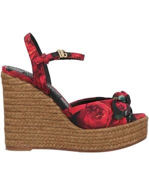 Dolce & Gabbana Espadrilles Cotton, Calfskin, Linen, Elastane - Red