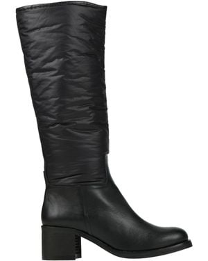 Marian Boot Leather, Textile Fibers - Black