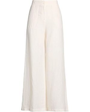 120% Lino Trousers Linen - White