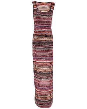 Missoni Maxi Dress Viscose, Metallic Fiber, Elastane, Polyamide - Purple
