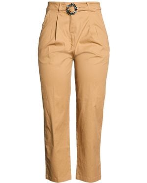 Liu Jo Camel Trousers Cotton, Elastane - Natural
