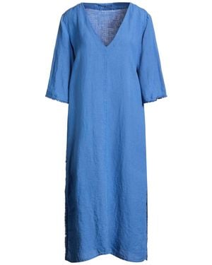 120% Lino Midi Dresses - Blue