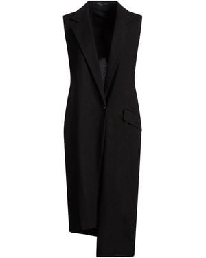 Y's Yohji Yamamoto Overcoat & Trench Coat Rayon, Linen - Black