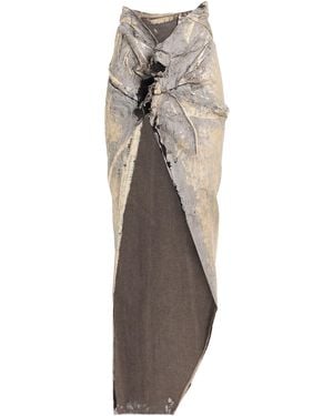 Rick Owens Maxi Skirt Cotton, Elastomultiester, Rubber - Metallic
