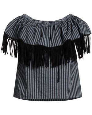 Le Volière Charcoal Top Cotton - Black