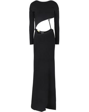 Gcds Ribbed Cutout Viscose Maxi Dress - Black