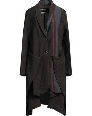 Uma Wang Dark Overcoat & Trench Coat Virgin Wool, Ramie, Elastane - Black