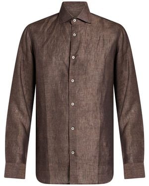 Moorer Shirt Linen - Brown