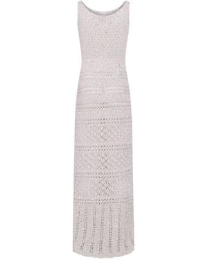 Eleventy Maxi Dress Cotton, Polyamide, Polyester - White