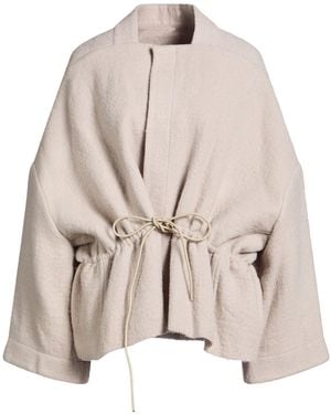 Rick Owens Light Jacket Virgin Wool, Cow Leather - Natural