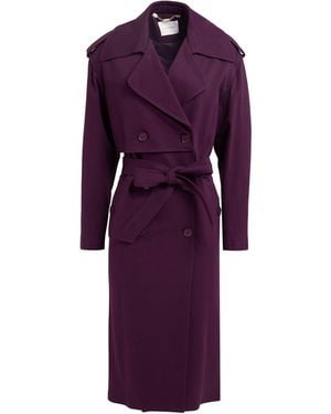 Manila Grace Plum Overcoat & Trench Coat Viscose, Polyamide, Elastane - Purple