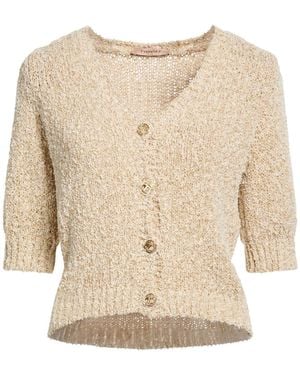 Twinset Cardigan Cotton, Polyamide, Viscose, Metallic Polyester - Natural