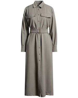 Weekend by Maxmara Military Midi Dress Polyester, Virgin Wool, Elastane - Grey