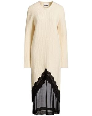 Jil Sander Ivory Midi Dress Wool, Mohair Wool, Polyamide, Silk - Natural