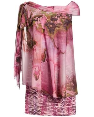 Alberta Ferretti Mauve Mini Dress Silk - Pink