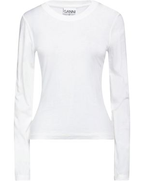 Ganni Ivory T-Shirt Organic Cotton, Viscose - White