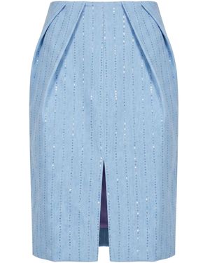 DES_PHEMMES Light Midi Skirt Wool, Polyester, Polyamide, Viscose - Blue