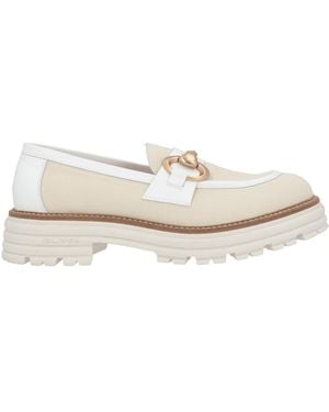Baldinini Loafers Leather, Textile Fibres - White