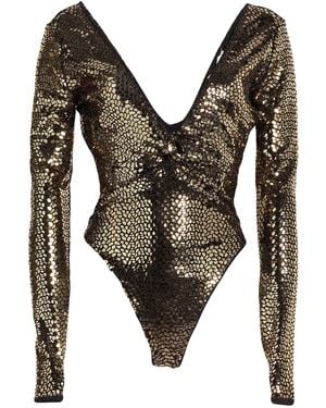 forte_forte Bodysuit Polyamide, Elastane, Metallic Fiber - Brown