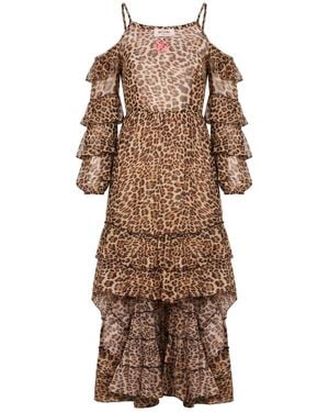 Blugirl Blumarine Maxi Dress Cotton, Silk - Brown