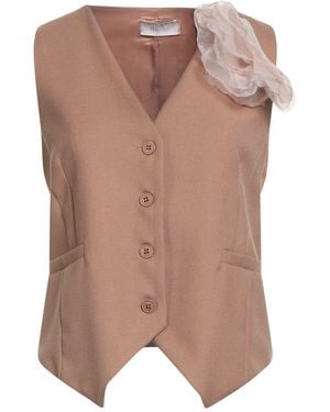 Motel Tailored Vest Polyester, Viscose, Elastic Fibers, Polyamide, Metallic Fiber - Brown