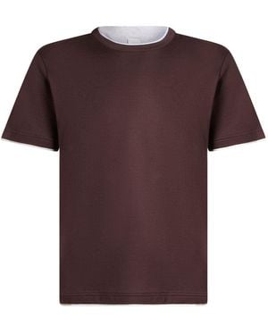Eleventy Platinum Burgundy T-Shirt Cotton - Brown