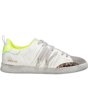 HIDNANDER Trainers Leather, Textile Fibres - White