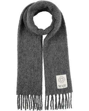 Maje Charcoal Scarf Alpaca Wool, Virgin Wool, Polyamide, Polyester - Gray