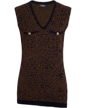 Liu Jo Dark Mini Dress Viscose, Polyamide, Metallic Polyester - Brown