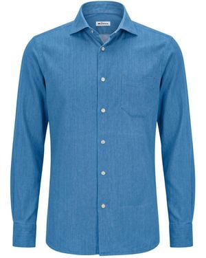 Kiton Slate Denim Shirt Cotton, Elastane - Blue