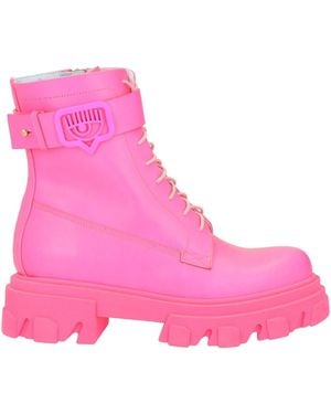 Chiara Ferragni Fuchsia Ankle Boots Textile Fibers - Pink